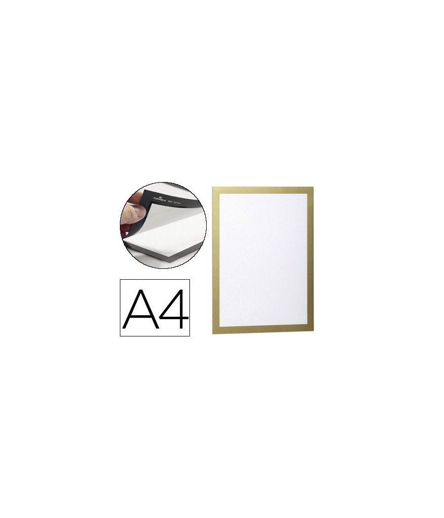 Marco porta anuncios durable magnetico din a4 dorso adhesivo removible color oro pack de 2 unidades - Imagen 2