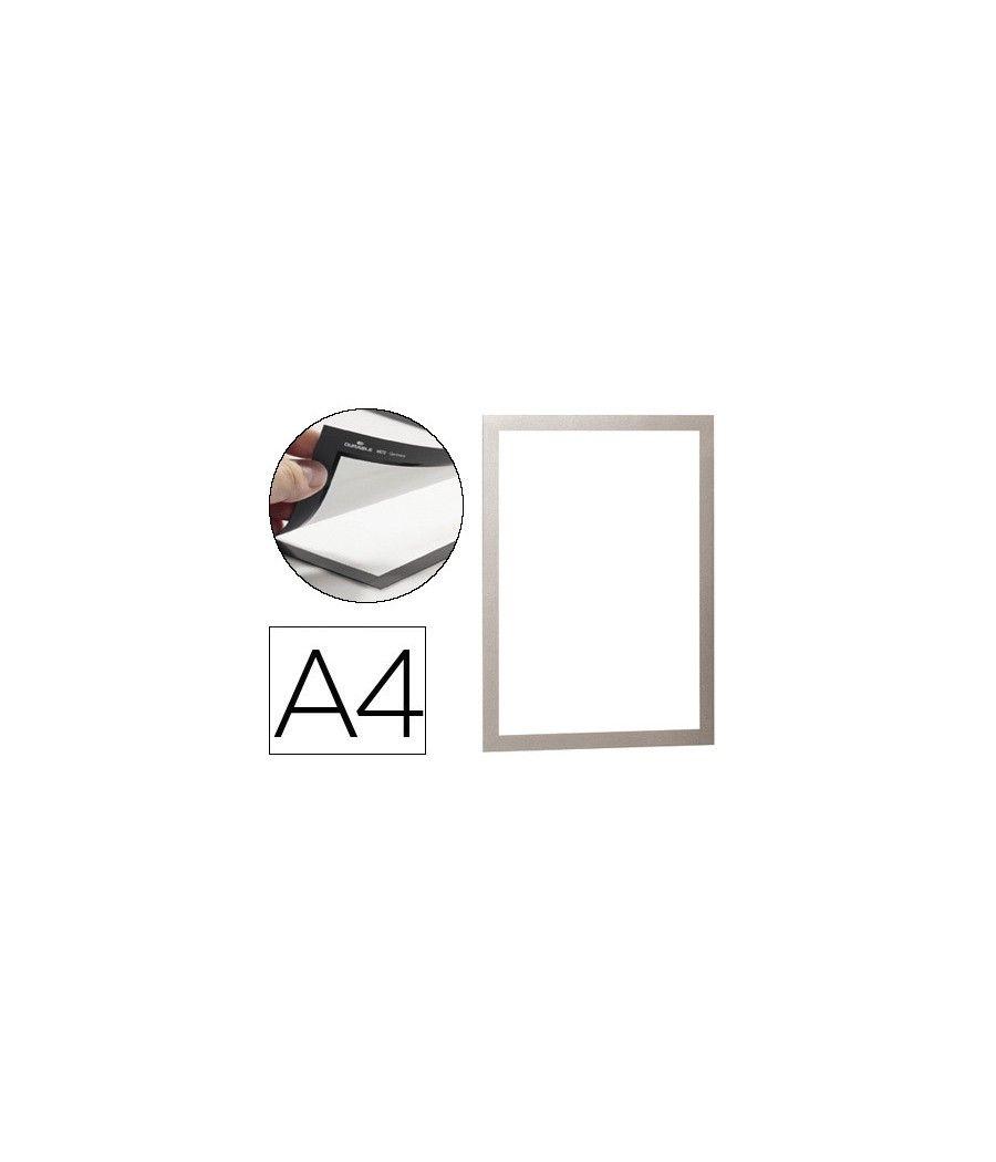 Marco porta anuncios durable magnetico din a4 dorso adhesivo removible color plata pack de 2 unidades - Imagen 2
