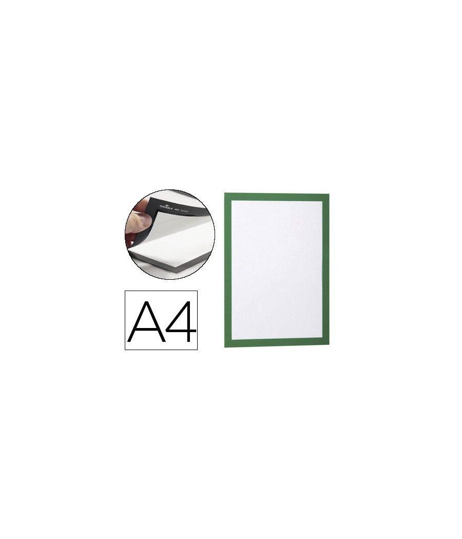 Marco porta anuncios durable magnetico din a4 dorso adhesivo removible color verde pack de 2 unidades - Imagen 2