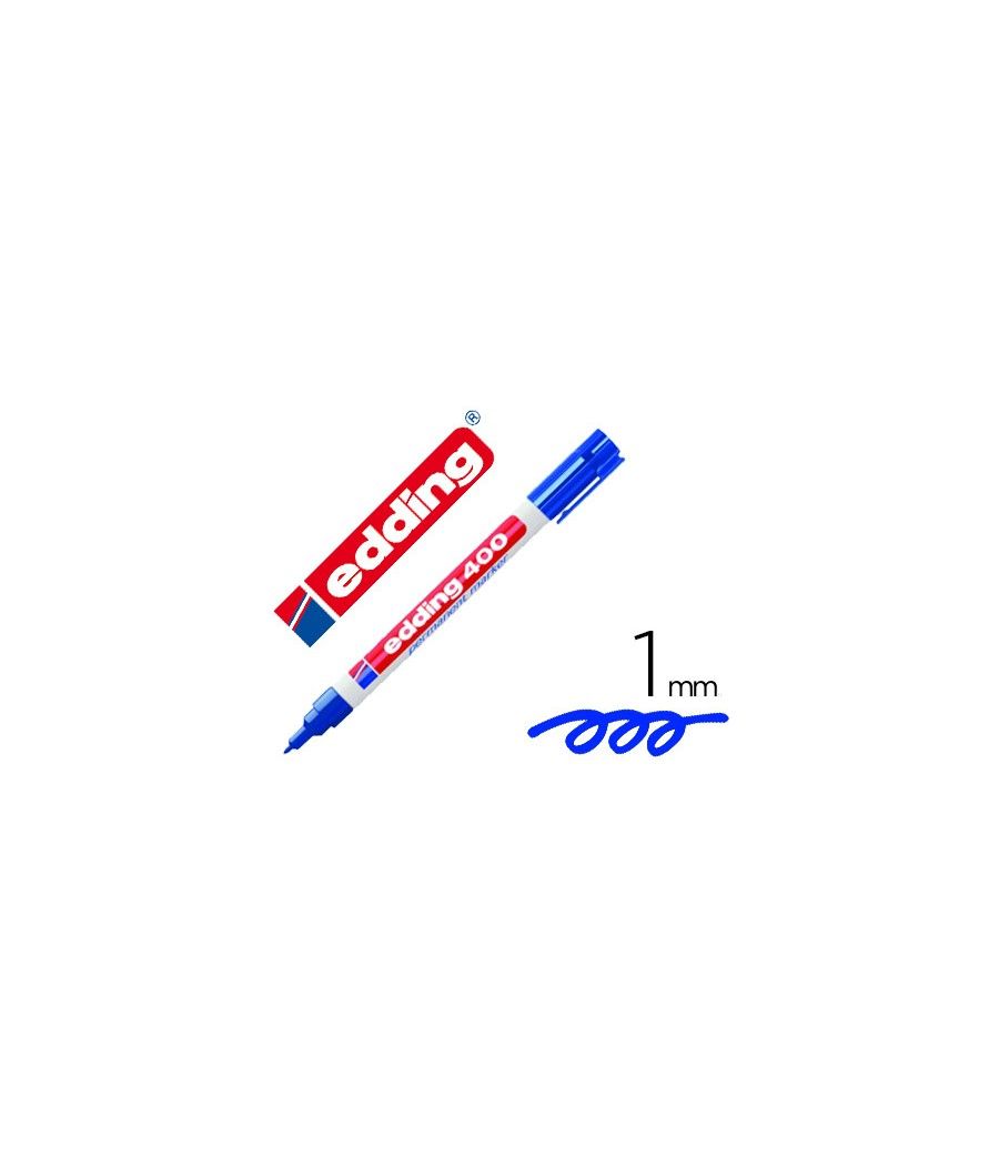 Rotulador edding marcador permanente 400 azul punta redonda 1 mm recargable PACK 10 UNIDADES - Imagen 2