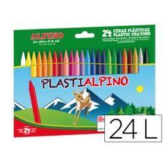 Lápices cera plastialpino caja de 24 colores surtidos - Imagen 2