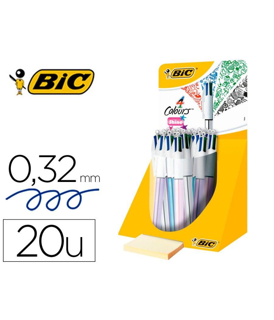 Bolígrafo bic cuatro colores shine colores metalizados punta de 1 mm PACK 20 UNIDADES - Imagen 2