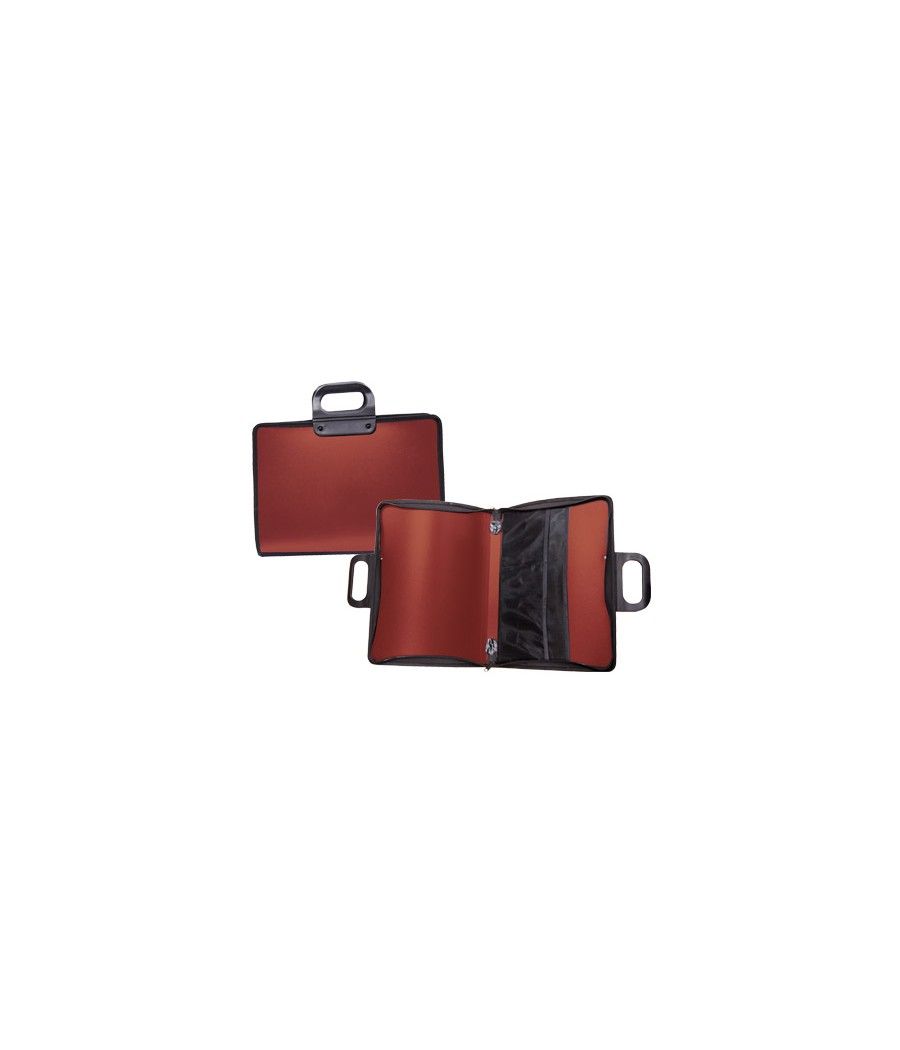 Cartera portadocumentos liderpapel roja con asa y cremallera 400x45x300 mm - Imagen 2