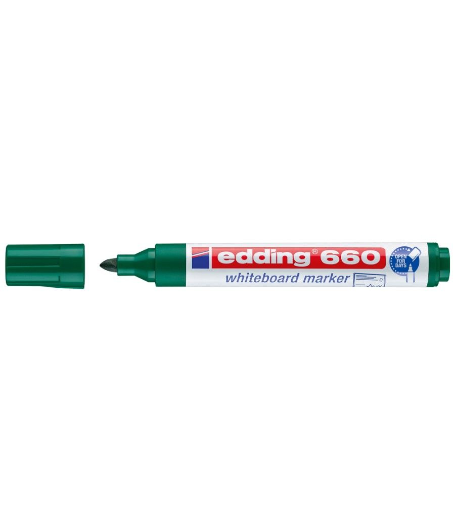 Rotulador edding para pizarra blanca 660 color verde punta redonda 1,5-3 mm PACK 10 UNIDADES - Imagen 3