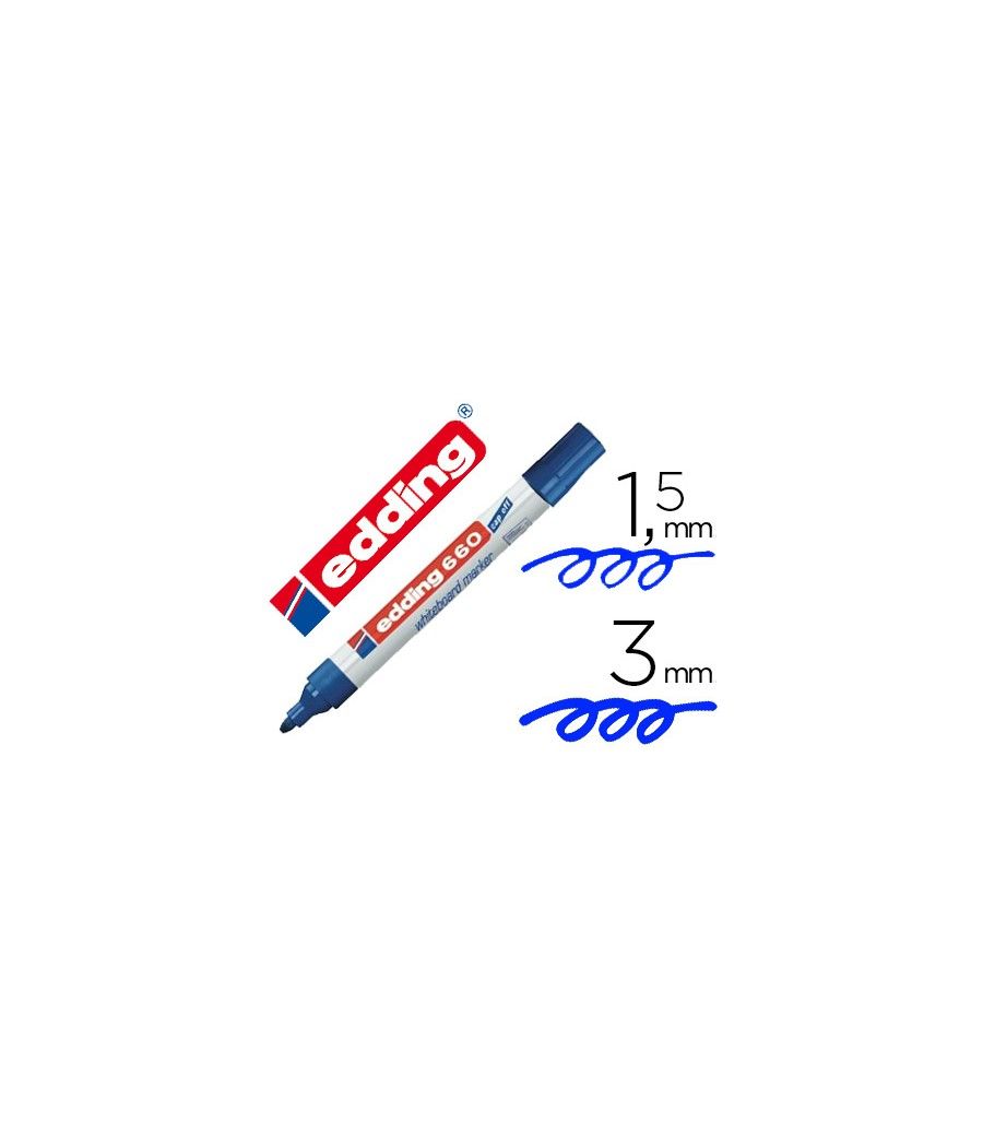 Rotulador edding para pizarra blanca 660 color azul punta redonda 1,5-3 mm recargable PACK 10 UNIDADES - Imagen 2