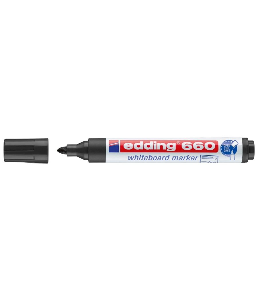 Rotulador edding para pizarra blanca 660 color negro punta redonda 3 mm PACK 10 UNIDADES - Imagen 3