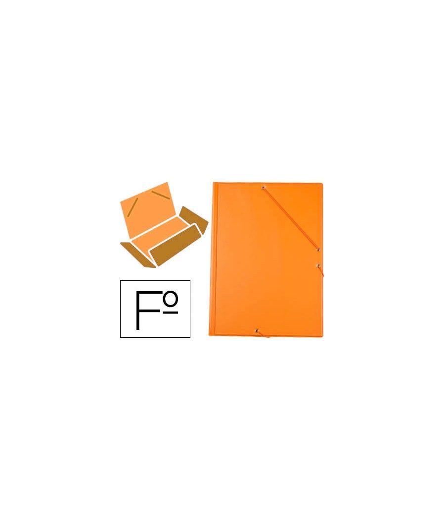 Carpeta liderpapel gomas folio 3 solapas cartón forrado pvc naranja - Imagen 2