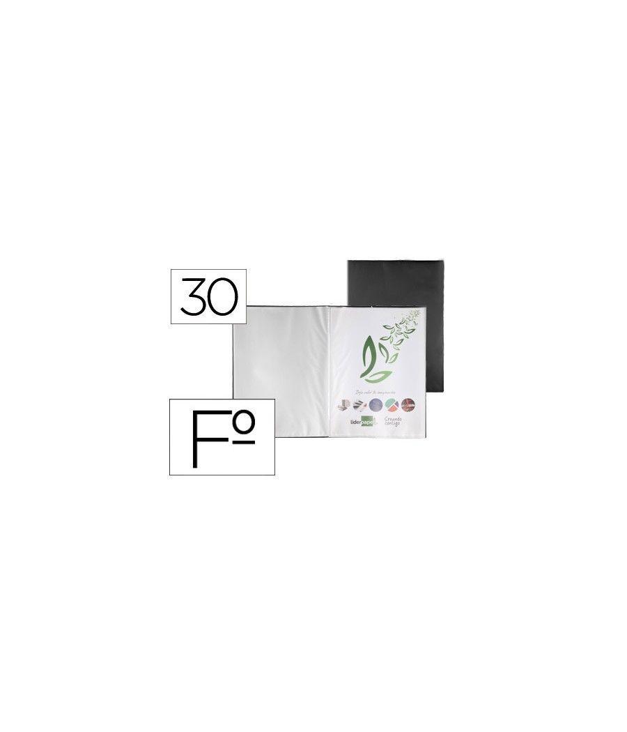 Carpeta liderpapel escaparate 30 fundas pvc folio negro - Imagen 2