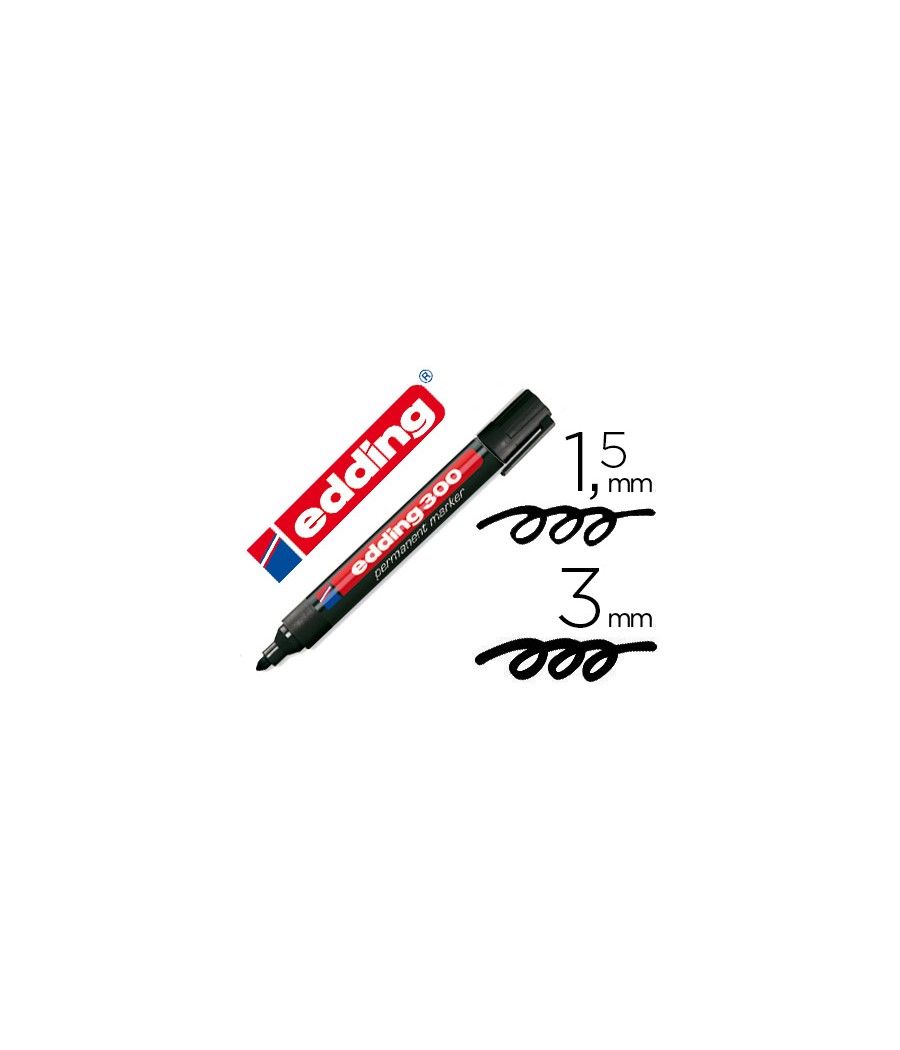 Rotulador edding marcador permanente 300 negro punta redonda 1,5-3 mm recargable PACK 10 UNIDADES - Imagen 2