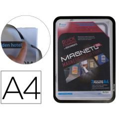 Marco porta anuncios tarifold magneto din a4 con 4 bandas magnéticas en el dorso color negro pack de 2 unidades