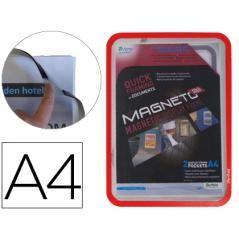 Marco porta anuncios tarifold magneto din a4 con 4 bandas magnéticas en el dorso color rojo pack de 2 unidades - Imagen 2