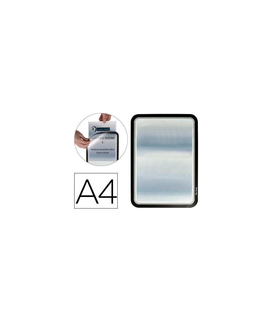 Marco porta anuncios tarifold magneto din a4 dorso adhesivo removible color negro pack de 2 unidades - Imagen 2