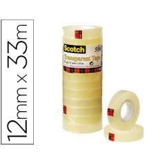 Cinta adhesiva scotch transparente 33 mt x 12 mm pack de 12 unidades - Imagen 2