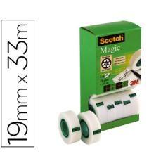Cinta adhesiva scotch magic 33 mt x 19 mm pack de 14 rollos con dispensador de cartón - Imagen 2
