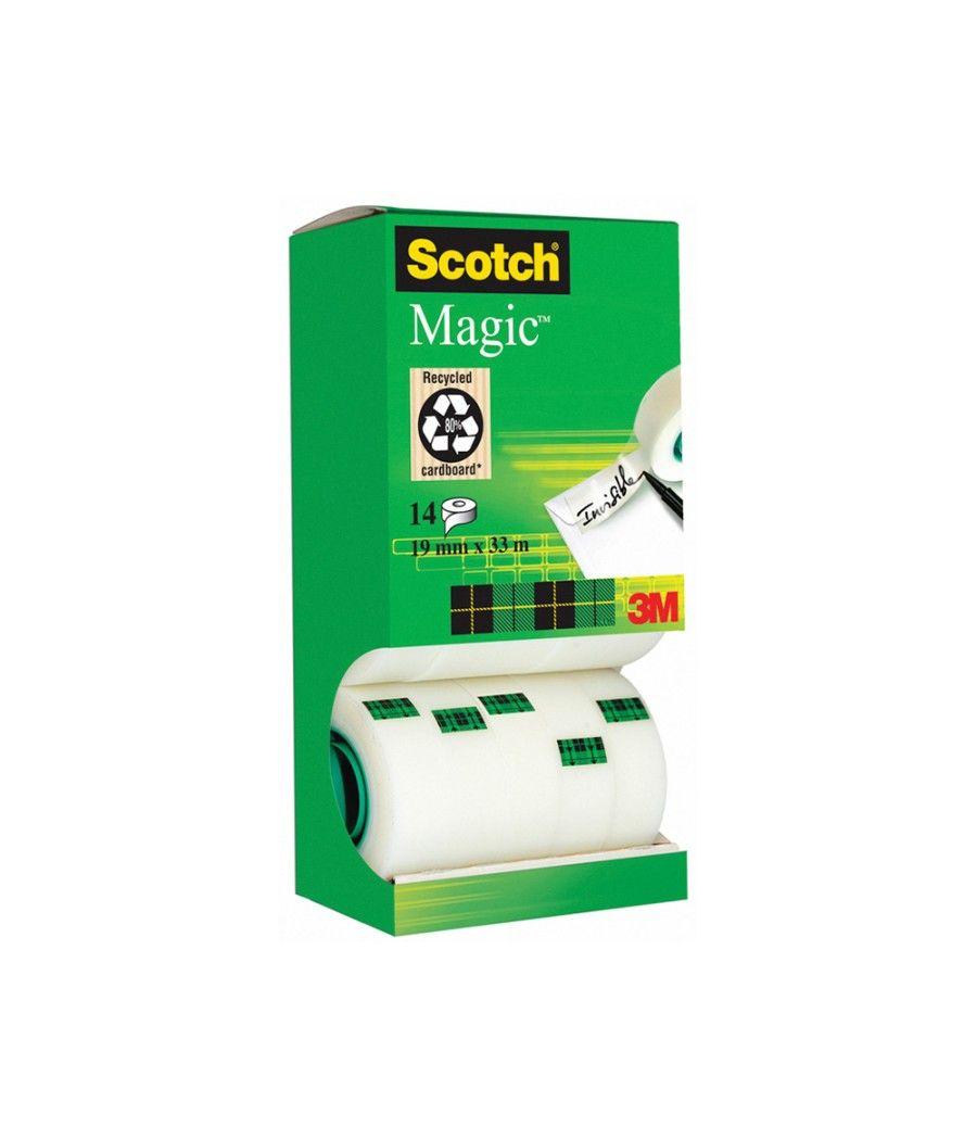 Cinta adhesiva scotch magic 33 mt x 19 mm pack de 14 rollos con dispensador de cartón - Imagen 5