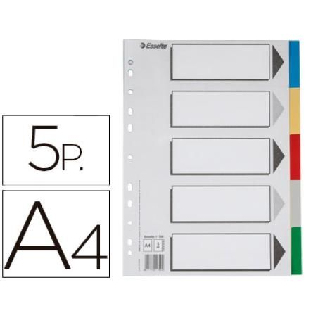 Separador esselte plástico juego de 5 separadores din a4 con 5 colores multitaladro