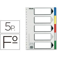 Separador esselte plástico juego de 5 separadores folio con 5 colores multitaladro