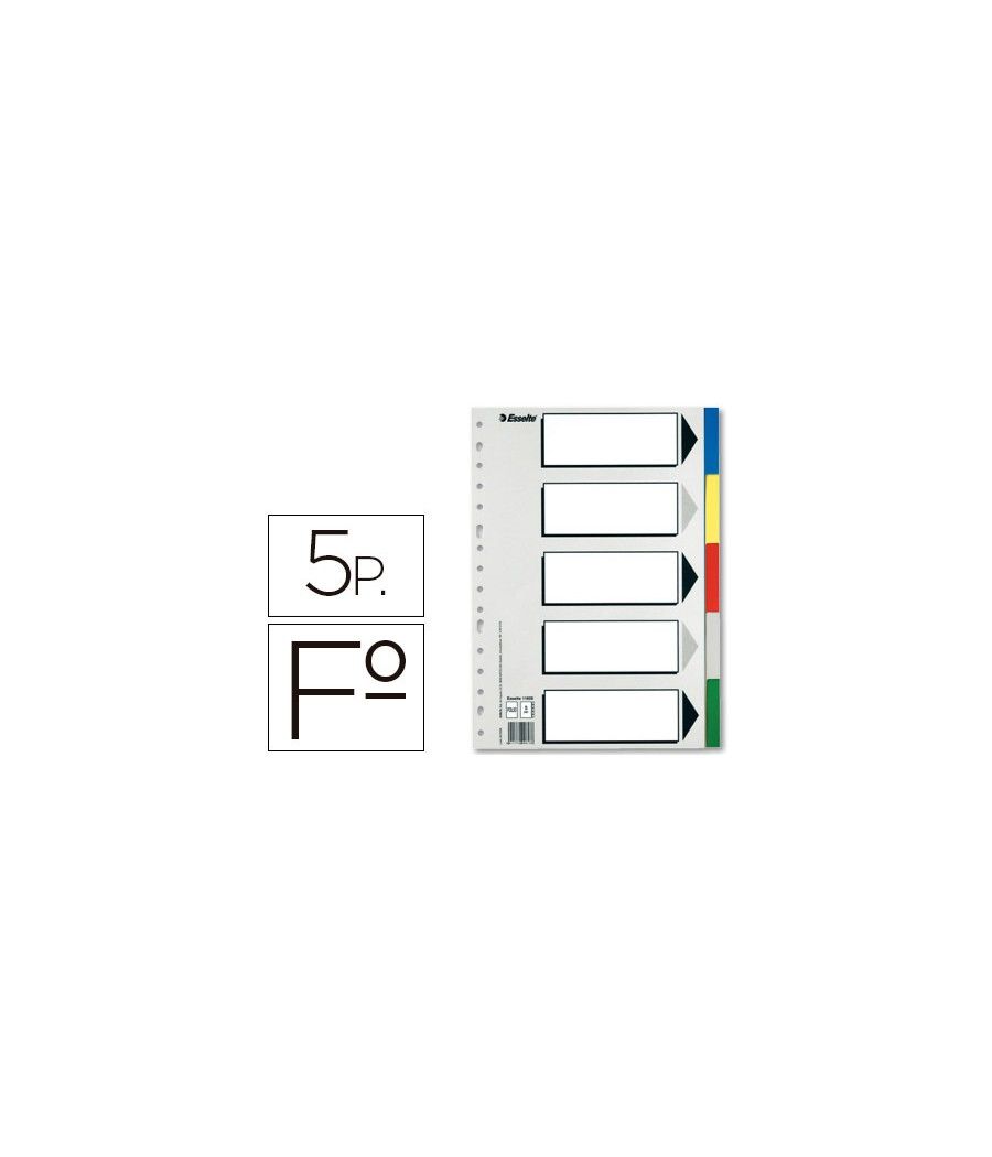 Separador esselte plástico juego de 5 separadores folio con 5 colores multitaladro - Imagen 2