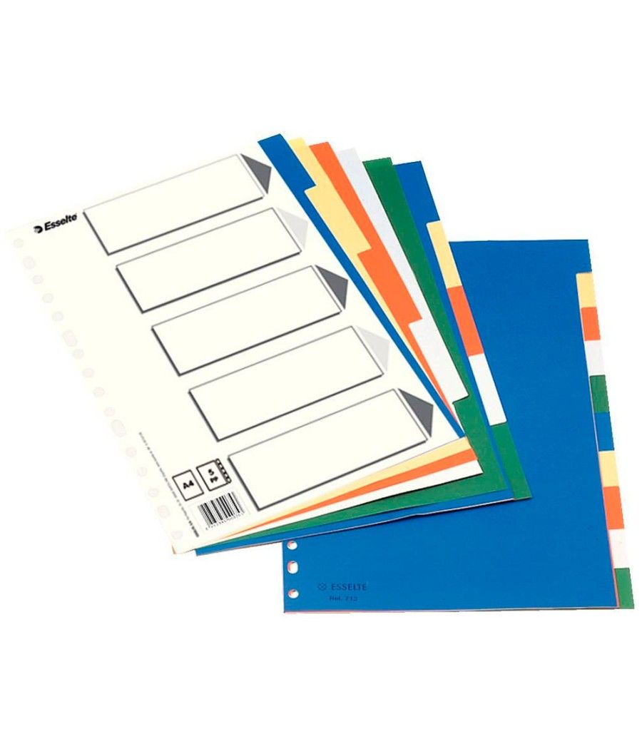 Separador esselte plástico juego de 10 separadores folio con 5 colores multitaladro - Imagen 4