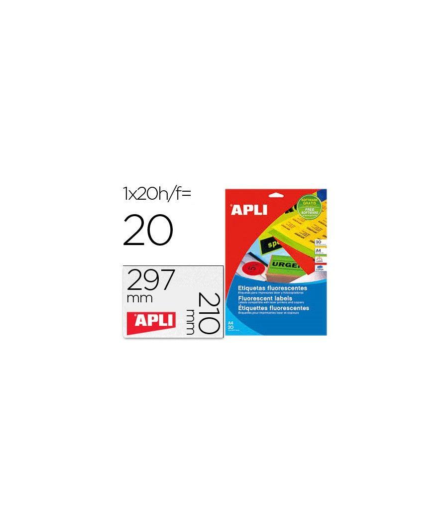 Etiqueta adhesiva apli 02881 210x297 mm para fotocopiadora láser caja con 20 hojas din a4 verde - Imagen 2