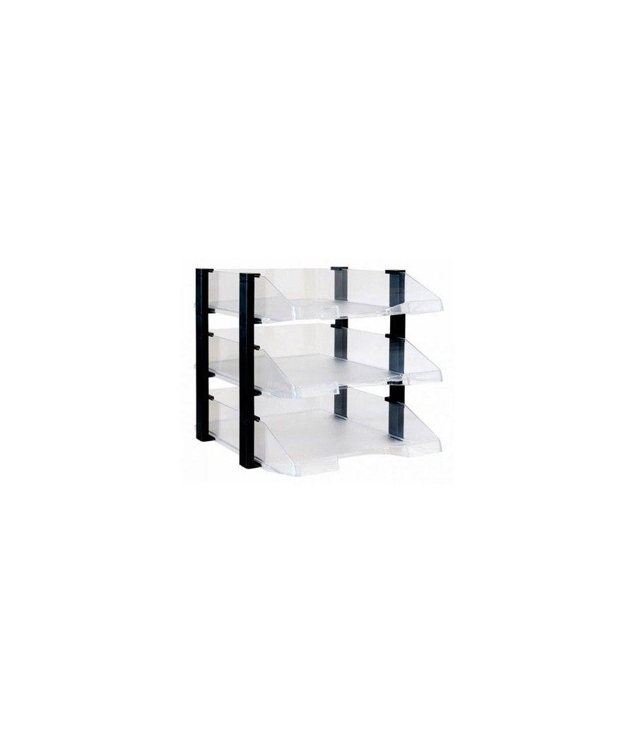 Bandeja sobremesa archivo 2000 plástico transparente con elevadores negro conjunto de 3 bandejas 280x285x350 mm - Imagen 2