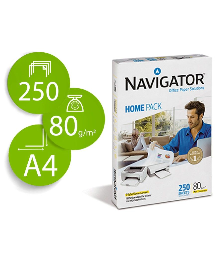 Papel fotocopiadora navigator home pack din a4 80 gramos paquete de 250 hojas - Imagen 2