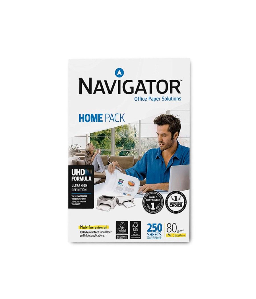 Papel fotocopiadora navigator home pack din a4 80 gramos paquete de 250 hojas - Imagen 3
