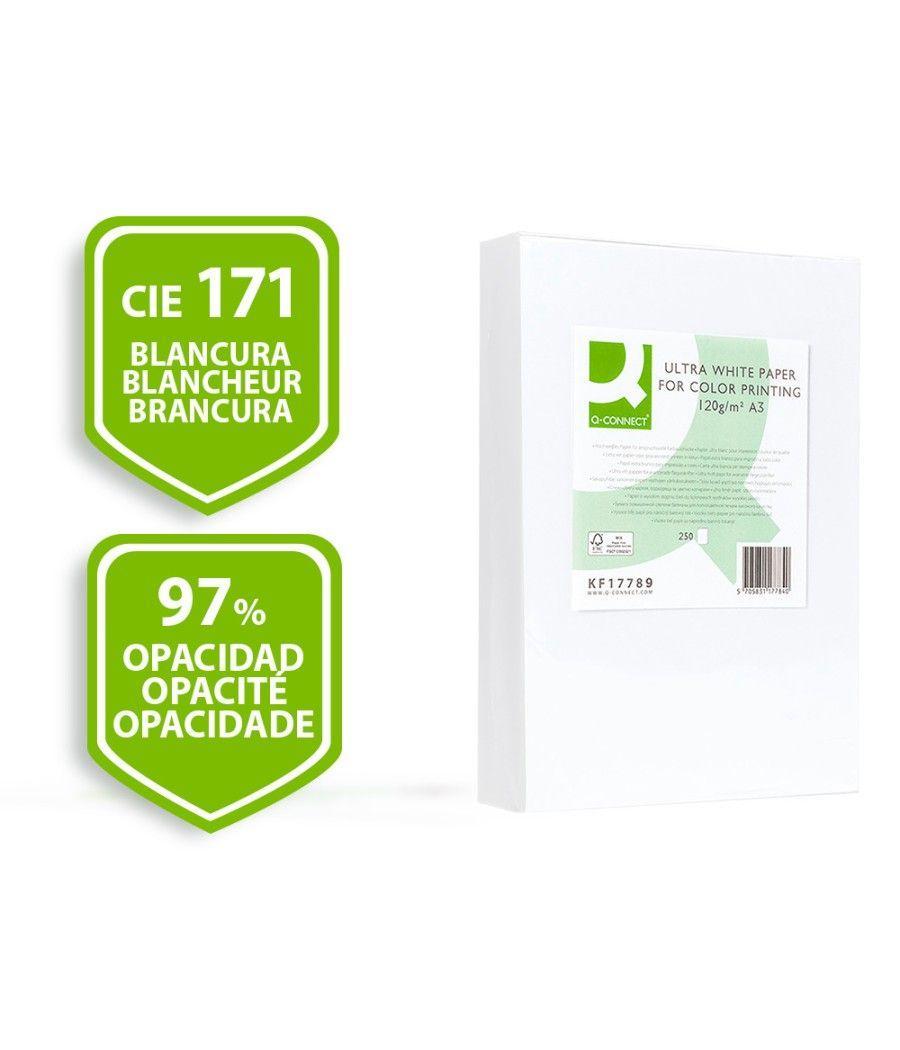 Papel fotocopiadora q-connect ultra white din a3 120 gramos paquete de 250 hojas - Imagen 3