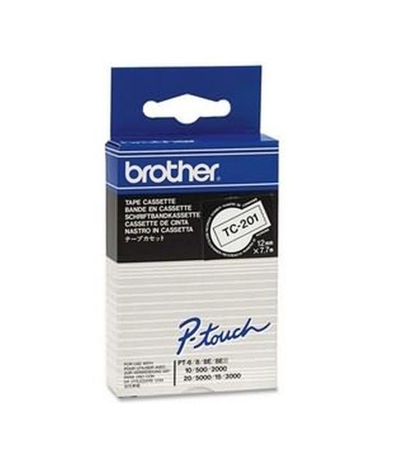 Brother TC-201 cinta para impresora de etiquetas Negro sobre blanco - Imagen 1