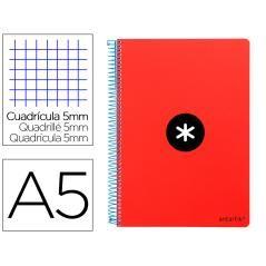 Cuaderno espiral liderpapel a5 antartik tapa dura 80h 100 gr cuadro 5mm con margen color rojo - Imagen 2