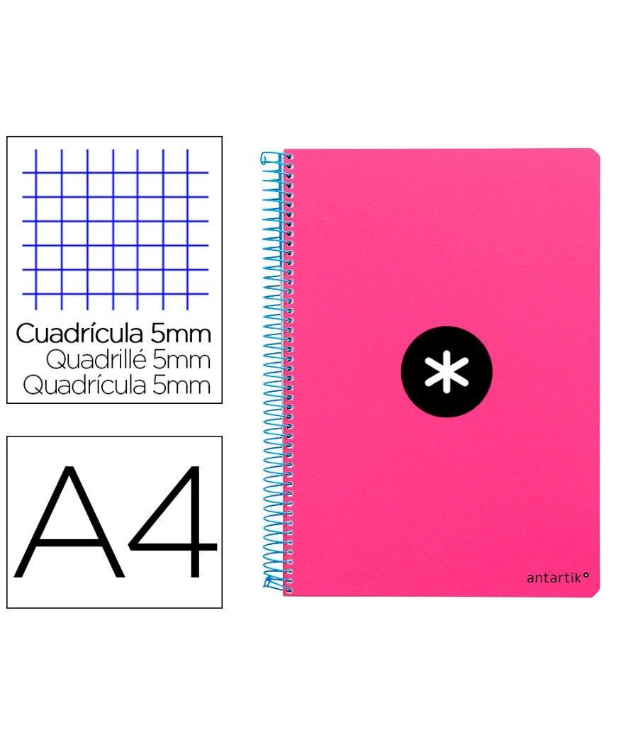 Cuaderno espiral liderpapel a4 micro antartik tapa dura 80h 100 gr cuadro 5mm sin bandas 4 taladros color rosa flúor - Imagen 2