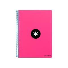 Cuaderno espiral liderpapel a4 micro antartik tapa dura 80h 100 gr cuadro 5mm sin bandas 4 taladros color rosa flúor - Imagen 3