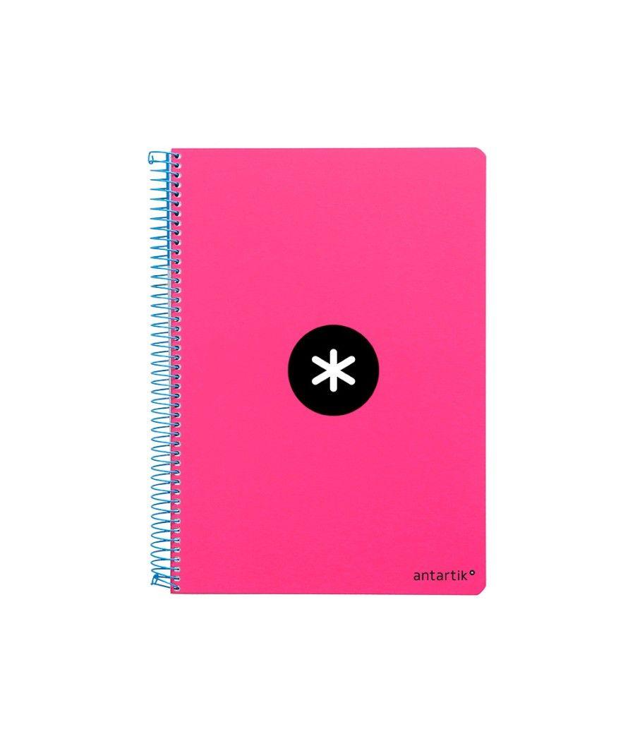 Cuaderno espiral liderpapel a4 micro antartik tapa dura 80h 100 gr cuadro 5mm sin bandas 4 taladros color rosa flúor - Imagen 3