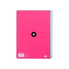 Cuaderno espiral liderpapel a4 micro antartik tapa dura 80h 100 gr cuadro 5mm sin bandas 4 taladros color rosa flúor - Imagen 4