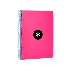 Cuaderno espiral liderpapel a4 micro antartik tapa dura 80h 100 gr cuadro 5mm sin bandas 4 taladros color rosa flúor - Imagen 6