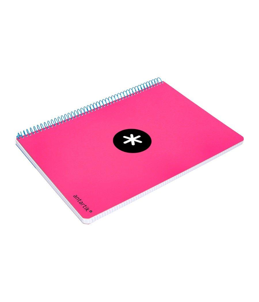 Cuaderno espiral liderpapel a4 micro antartik tapa dura 80h 100 gr cuadro 5mm sin bandas 4 taladros color rosa flúor - Imagen 7