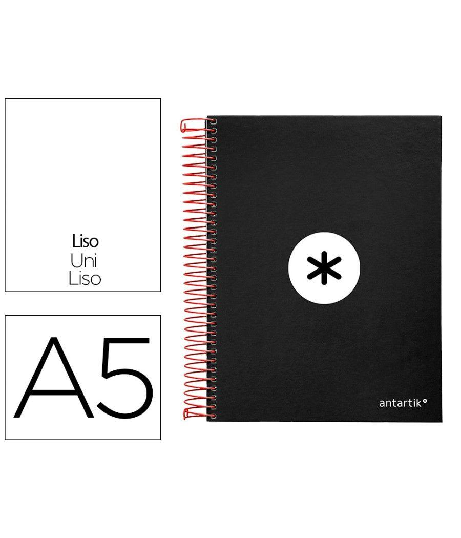 Cuaderno espiral liderpapel a5 micro antartik tapa forrada 120h 100g liso con bandas 6 taladros color negro - Imagen 2