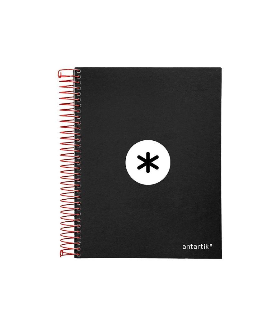 Cuaderno espiral liderpapel a5 micro antartik tapa forrada 120h 100g liso con bandas 6 taladros color negro - Imagen 3