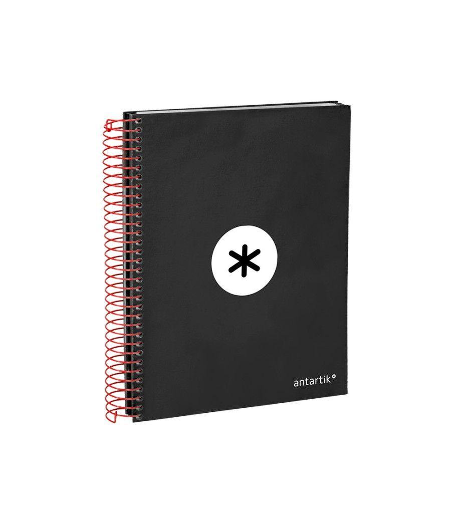 Cuaderno espiral liderpapel a5 micro antartik tapa forrada 120h 100g liso con bandas 6 taladros color negro - Imagen 6