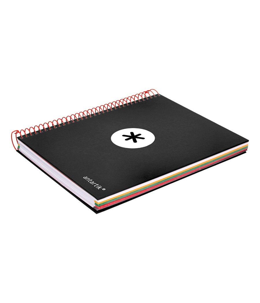 Cuaderno espiral liderpapel a5 micro antartik tapa forrada 120h 100g liso con bandas 6 taladros color negro - Imagen 7