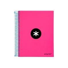 Cuaderno espiral liderpapel a5 micro antartik tapa forrada 120h 100 gr liso con bandas 6 taladros color rosa flúor - Imagen 3