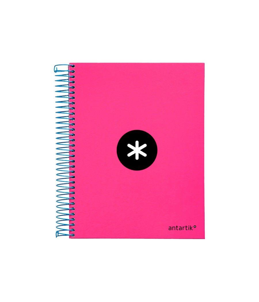 Cuaderno espiral liderpapel a5 micro antartik tapa forrada 120h 100 gr liso con bandas 6 taladros color rosa flúor - Imagen 3