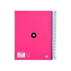 Cuaderno espiral liderpapel a5 micro antartik tapa forrada 120h 100 gr liso con bandas 6 taladros color rosa flúor - Imagen 4