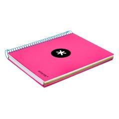 Cuaderno espiral liderpapel a5 micro antartik tapa forrada 120h 100 gr liso con bandas 6 taladros color rosa flúor - Imagen 7