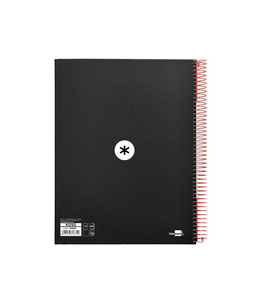 Cuaderno espiral liderpapel a4 micro antartik tapa forrada 120h 100 gr liso con bandas 4 taladros color negro - Imagen 4