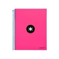 Cuaderno espiral liderpapel a4 micro antartik tapa forrada 120h 100 gr liso con bandas 4 taladros color rosa flúor - Imagen 3