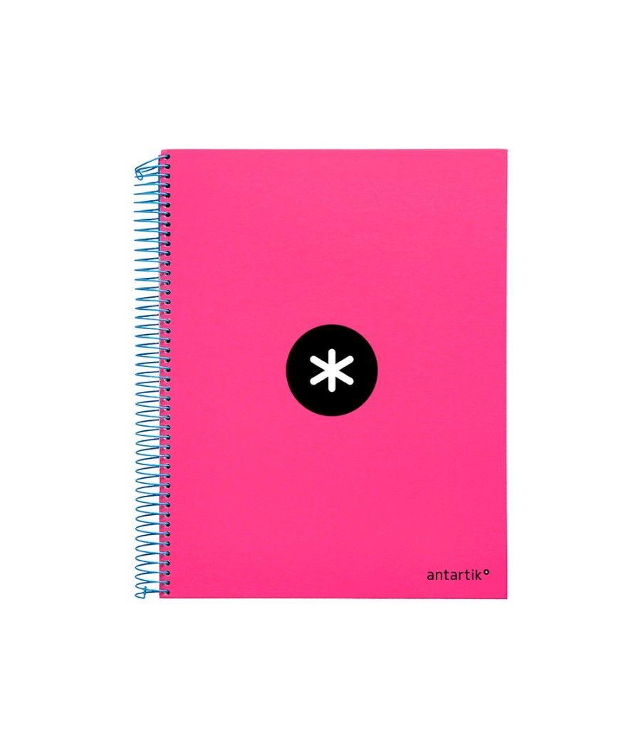 Cuaderno espiral liderpapel a4 micro antartik tapa forrada 120h 100 gr liso con bandas 4 taladros color rosa flúor - Imagen 3