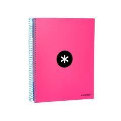 Cuaderno espiral liderpapel a4 micro antartik tapa forrada 120h 100 gr liso con bandas 4 taladros color rosa flúor - Imagen 6