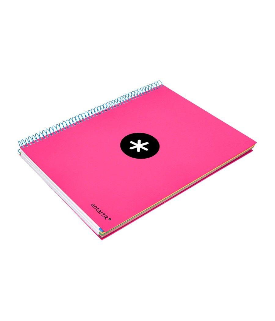 Cuaderno espiral liderpapel a4 micro antartik tapa forrada 120h 100 gr liso con bandas 4 taladros color rosa flúor - Imagen 7