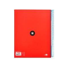 Cuaderno espiral liderpapel a4 micro antartik tapa forrada 120h 100 gr liso con bandas 4 taladros color rojo - Imagen 4